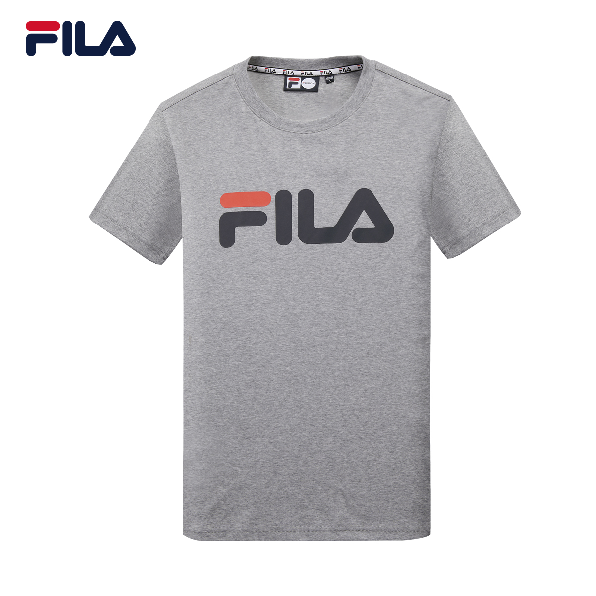 fila fusion 男t恤2018春季新款logo印花针织t恤时尚短袖t男