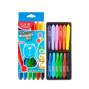 【喵九八】马培德塑料蜡笔12色无毒油画棒彩笔玩具幼儿童宝宝绘画