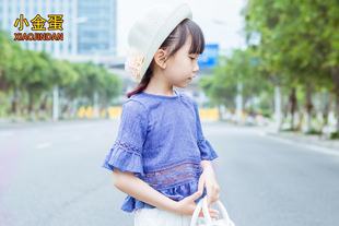 小金蛋童装2016夏装新款女童衬衫韩版中大童儿童上衣宝宝