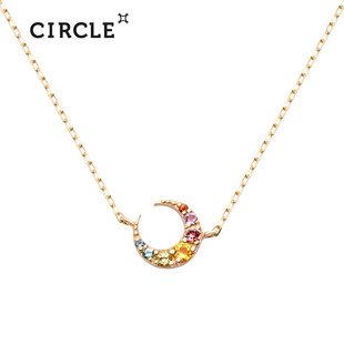 Circle珠宝天然彩宝月亮吊坠项链