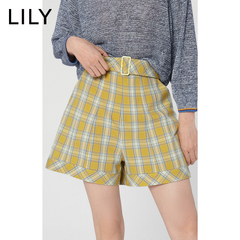 lily格子短款休闲裤