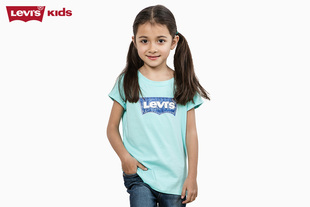 Levi＇s李维斯童装女童Logo纯棉薄荷绿短袖T恤
