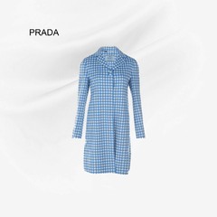 Prada/普拉达时尚格子羊毛连衣裙女