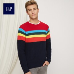 预售Gap男装彩色条纹套头毛衣
