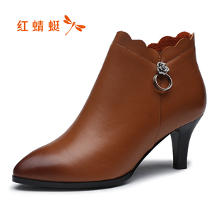 红蜻蜓女鞋秋季新品时尚欧美真皮高
