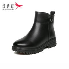 红蜻蜓女鞋2020秋冬新款简约短靴加