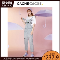 Cache Cache高腰背带裤女韩版宽松2