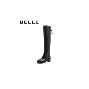BELLE/百丽冬商场同款牛皮革女长靴