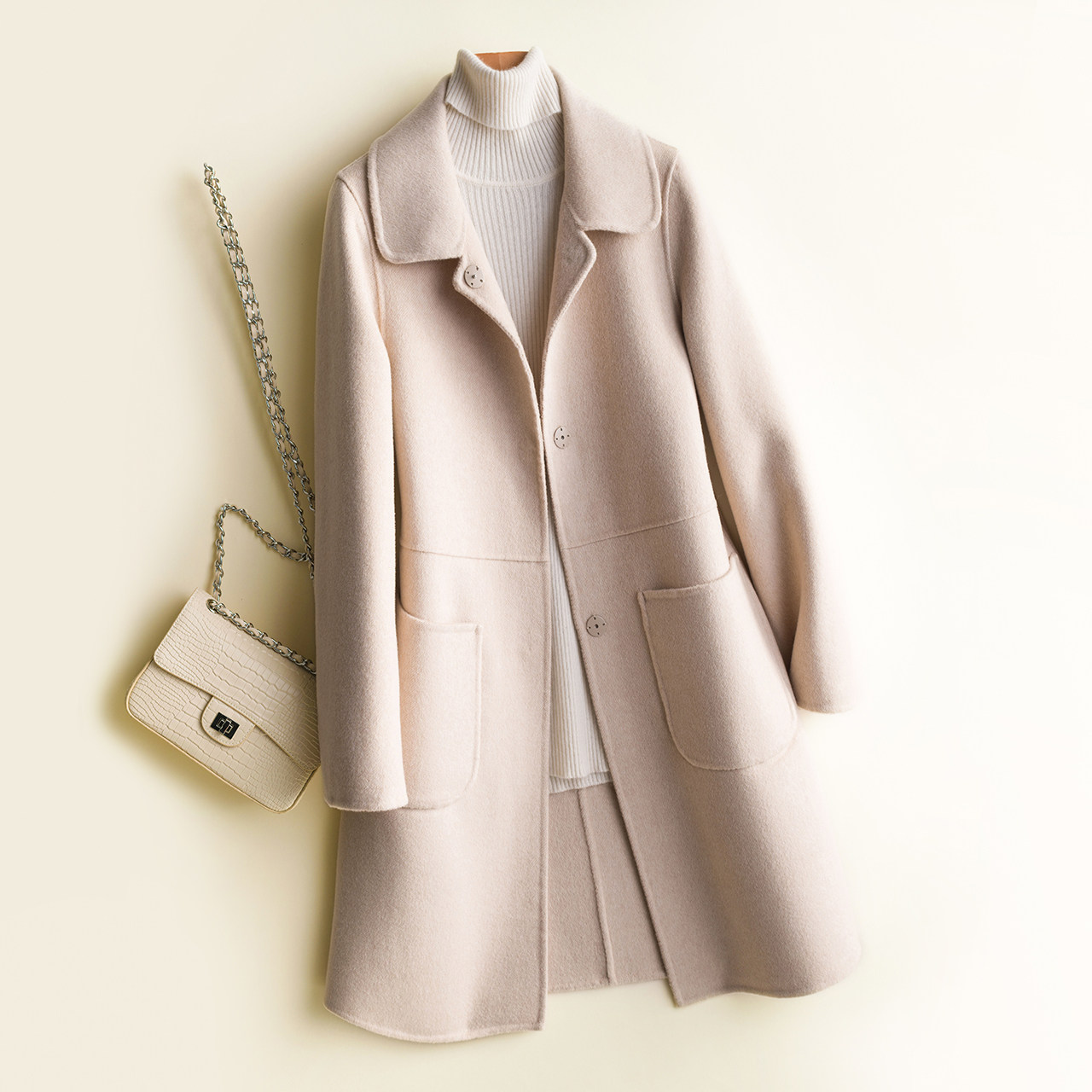 2018新款双面呢羊绒大衣女中长款高