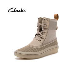 Clarks其乐女鞋系带拼接短靴高帮鞋