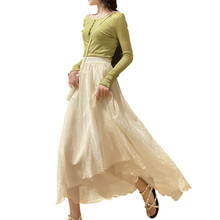 Skirt girl summer gentle gold Chiffon big swing 2020 new high waist medium length Fairy