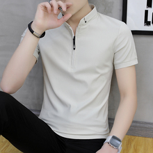 2020 new fashion leading t-shirt men's short sleeve summer stand up collar polo shirt men's Han revision