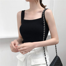 Women's Knitted Vest with suspender for summer wear Korean flat collar and sleeveless bottom coat