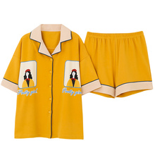 Yu Zhaolin Pajama women's summer short sleeve cotton thin two piece suit Korean lovely cotton