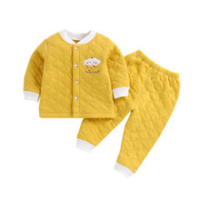 Baby warm suit 1-year-old boys and girls underwear thickened cotton cardigan clothes with cotton