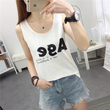White sleeveless vest for women in summer wear loose casual sports suspender with letter T-shirt inside