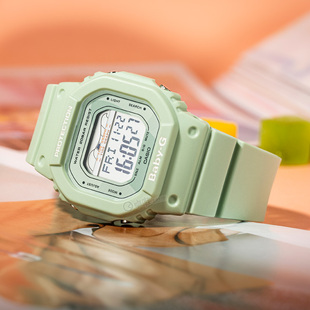 卡西欧手表女baby-g抹茶绿时尚小方
