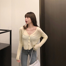 Thin knitted sunscreen blouse women 2020 summer new Korean fashion long sleeve cardigan simple