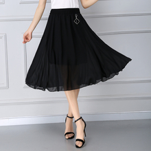 2020 new chiffon skirt women's mid length high waist pleated skirt