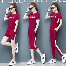 Short sleeve short pants sports suit women's 2019 summer wear new fashion leisure printing two piece set