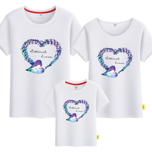 Parents and children's T-shirt 2020 new fashion family's three piece short sleeve mother and child