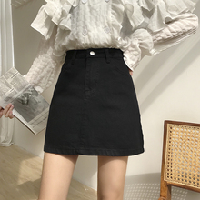 Autumn 2019 new Korean black denim skirt high waisted A-line short skirt casual hip skirt