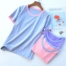 Short sleeve pajamas women's pure cotton summer thin T-shirt casual round neck loose cotton single