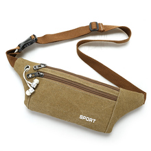 Men's and women's outdoor sports waist bag multi-function canvas running anti-theft mobile phone bag cycling charge