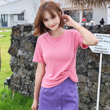 2020 summer new Korean high waist short knot fit short sleeve T-shirt women loose