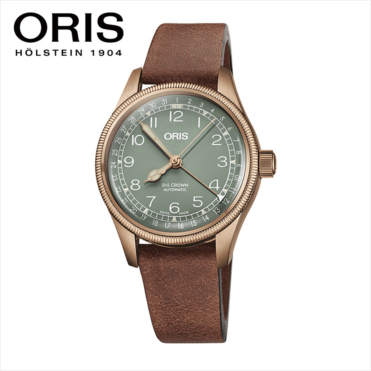 oris豪利时航空系列大表冠绿盘腕表