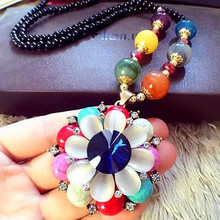 Colorful national style sweater chain long style hanging piece Vintage accessories