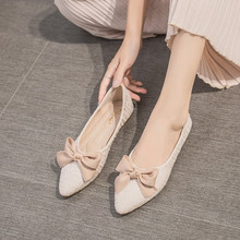 Women's flat sole with bow tie single shoes 2019 new lazy shallow soft sole pointed shoes