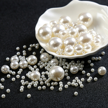 ABS imitation pearl loose bead DIY accessories decoration fake pearl double hole round bead 3-40mm