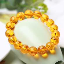 Six words Buddha pearl yellow crystal bracelet natural men and women jewelry transfer retro Buddha pearl