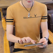 Short sleeve embroidered printed T-shirt summer Korean slim deer head Youth Students
