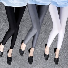 Spring and summer bottoming pants outside women's thin high elastic ice silk luster pants outside high waist slim show