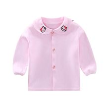Spring and autumn baby shirt pure cotton 0-1-2-3 year old female baby long sleeve T-shirt white base