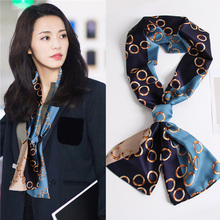 Thin, narrow, long, small silk scarves, women's spring and autumn style, fashionable, South Korea's versatile decorative scarf, thin